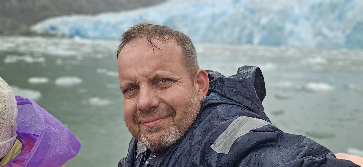 Jaroslav Sokol, founder of Aysén Fjord, at the San Rafael Glacier in Chilean Patagonia