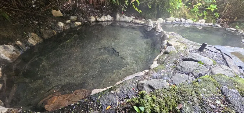 A stone pool of a hot spring in the forest