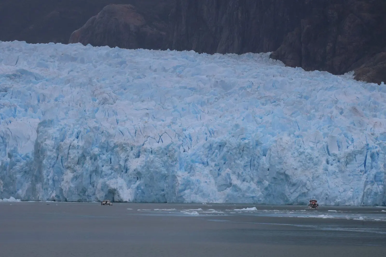 The face of the San Rafael Glacier in Chilean Patagonia, seen from the water